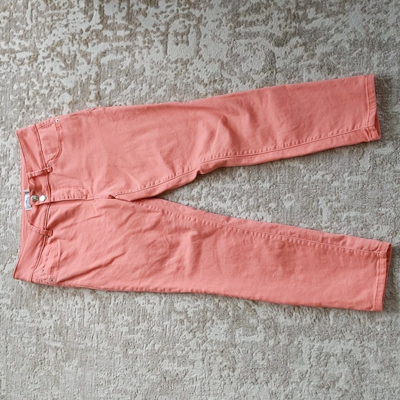 Royalty Double Button Ankle Cropped Pants 8 Orange Peach - Picture 2 of 16